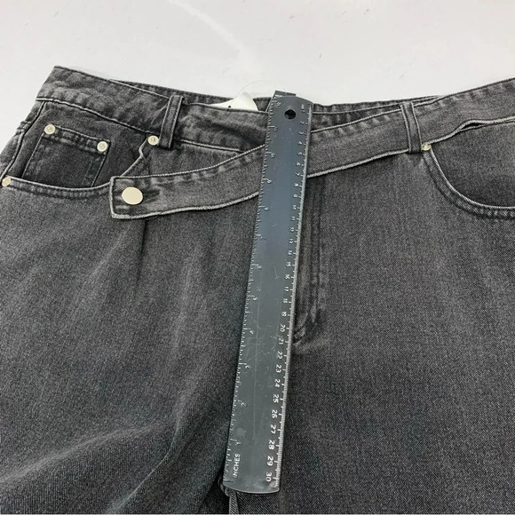 Forever 21 Black Wide Leg Jeans Woman High Rise 31  Pockets Goth Boho Western - Picture 4 of 11